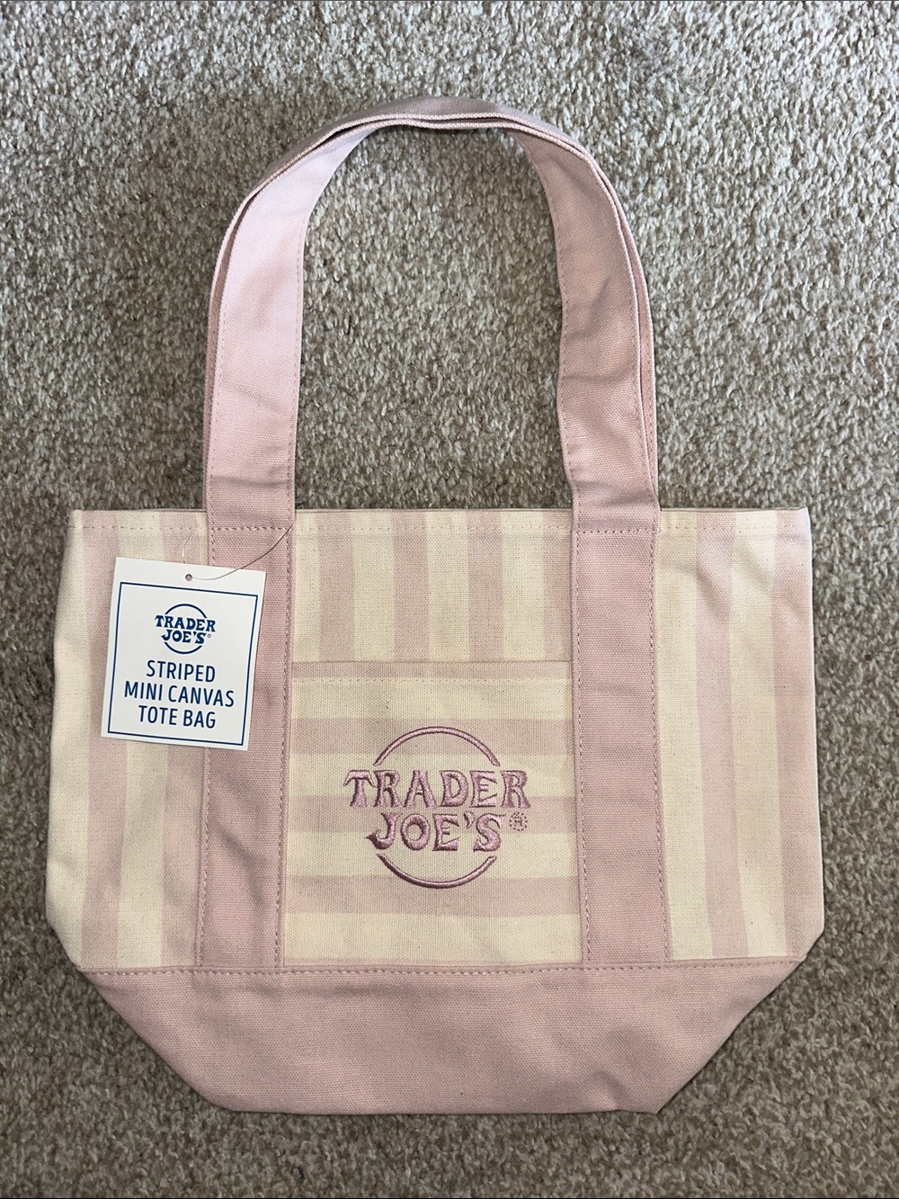 Mini Pink Striped Trader Joe’s Canvas Tote Bag